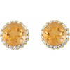 Golden Citrine Earrings in 14 Karat Yellow Gold Citrine and 0.16 Carat Diamond Earrings