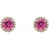 Pink Tourmaline Earrings in 14 Karat Rose Gold Pink Tourmaline and 0.16 Carat Diamonds