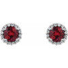 Genuine Ruby Earrings in Platinum Ruby and 0.16 Carat Diamond Earrings