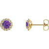 Genuine Amethyst Earrings in 14 Karat Yellow Gold Amethyst and 0.16 Carat Diamond Earrings