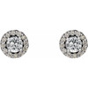 Genuine White Sapphire Earrings in 14 Karat White Gold and 0.16 Carat Diamonds
