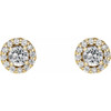Genuine White Sapphire Earrings in 14 Karat Yellow Gold and 0.16 Carat Diamonds