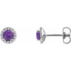 Genuine Amethyst Earrings in Platinum Amethyst and 0.16 Carat Diamond Earrings