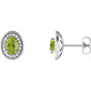 Peridot Earrings in 14 Karat White Gold and 0.20 Carat Diamond Halo Earrings