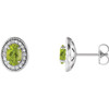 Peridot Earrings in Platinum and 0.20 Carat Diamond Halo Earrings