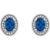 Genuine Blue Sapphire Earrings in Platinum Genuine Blue and 0.20 Carat Diamonds