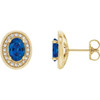 Genuine Blue Sapphire Earrings in 14 Karat Yellow Gold Genuine Blue and 0.20 Carat Diamonds