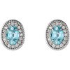Genuine Blue Zircon Earrings in Sterling Silver Genuine Blue Zircon and 0.20 Carat Diamond Halo Earrings
