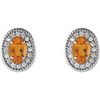 Golden Citrine Earrings in 14 Karat White Gold Citrine and 0.20 Carat Diamond Halo Earrings