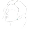 Genuine Blue Zircon Earrings in 14 Karat White Gold and 0.12 Carat Diamond Earrings