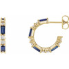 Genuine Blue Sapphire Earrings in 14 Karat Yellow Gold Genuine Blue and 0.50 Carat Diamonds