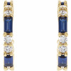 Genuine Blue Sapphire Earrings in 14 Karat Yellow Gold Genuine Blue and 0.50 Carat Diamonds