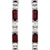 Red Garnet Earrings in 14 Karat White Gold and 0.50 Carat Diamond Earrings