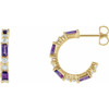 Genuine Amethyst Earrings in 14 Karat Yellow Gold Amethyst and 0.50 Carat Diamond Earrings