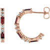 Red Garnet Earrings in 14 Karat Rose Gold and 0.50 Carat Diamond Earrings
