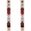 Red Garnet Earrings in 14 Karat Rose Gold and 0.50 Carat Diamond Earrings