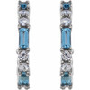 Genuine Aquamarine Earrings in Platinum Hoop and 0.50 Carat Diamond Earrings