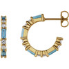 Genuine Aquamarine Hoop Earrings in 14 Karat Yellow Gold Aquamarine and 0.50 Carat Diamond Earrings