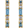 Genuine Aquamarine Hoop Earrings in 14 Karat Yellow Gold Aquamarine and 0.50 Carat Diamond Earrings