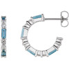 Genuine Aquamarine Hoop Earrings in 14 Karat White Gold Aquamarine and 0.50 Carat Diamond Earrings
