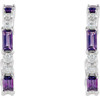 Genuine Amethyst Earrings in Sterling Silver Amethyst and 0.50 Carat Diamond Earrings