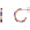 Genuine Amethyst Earrings in 14 Karat Rose Gold Amethyst and 0.50 Carat Diamond Earrings