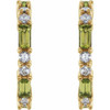 Peridot Hoop Earrings in 14 Karat Yellow Gold and 0.50 Carat Diamonds