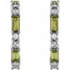 Peridot Hoop Earrings in Sterling Silver and 0.50 Carat Diamonds