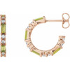 Peridot Hoop Earrings in 14 Karat Rose Gold and 0.50 Carat Diamonds