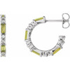 Peridot Earrings in Platinum Hoops and 0.50 Carat Diamonds