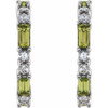 Peridot Earrings in Platinum Hoops and 0.50 Carat Diamonds