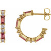 Pink Tourmaline Hoop Earrings in 14 Karat Yellow Gold Pink Tourmaline and 0.50 Carat Diamonds