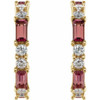 Pink Tourmaline Hoop Earrings in 14 Karat Yellow Gold Pink Tourmaline and 0.50 Carat Diamonds