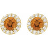 Golden Citrine Earrings in 14 Karat Yellow Gold Citrine and 0.25 Carat Diamond Earrings