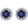 Genuine Blue Sapphire Earrings in 14 Karat White Gold Genuine Blue and 0.25 Carat Diamonds