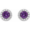 Genuine Amethyst Earrings in 14 Karat White Gold Amethyst and 0.25 Carat Diamond Earrings