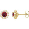 Red Garnet Earrings in 14 Karat Yellow Gold Mozambique Garnet & 0.25 Carat Diamond Earrings