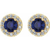Genuine Blue Sapphire Earrings in 14 Karat Yellow Gold Genuine Blue and 0.25 Carat Diamonds