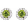 Peridot Earrings in Platinum and 0.25 Carat Diamonds