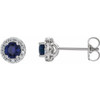 Genuine Blue Sapphire Earrings in Platinum Genuine Blue and 0.25 Carat Diamonds