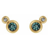 Lab Grown Alexandrite Earrings in 14 Karat Yellow Gold and 0.12 Carat Diamonds