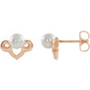 White Pearl Earrings in 14 Karat Rose Gold Freshwater Cultured Pearl Earrings