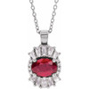 Platinum Ruby & 0.33 Carat Weight Diamond 16 to 18 inch Pendant