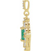 Natural Emerald Pendant in 14 Karat Yellow Gold Emerald and 0.37 Carat Diamond Pendant