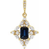 Genuine Sapphire Pendant in 14 Karat Yellow Gold Genuine Sapphire and 0.37 Carat Diamond Pendant
