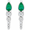 Genuine Emerald Earrings in 14 Karat White Gold Emerald and 0.25 Carat Diamond Earrings