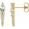 Genuine White Sapphire Earrings in 14 Karat Yellow Gold and 0.25 Carat Diamonds