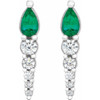 Genuine Emerald Earrings in Platinum Emerald and 0.25 Carat Diamond Earrings