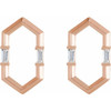 White Diamond Earrings in 14 Karat Rose Gold 0.33 Carat Diamond Geometric Earrings