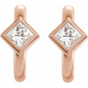 White Diamond Earrings in 14 Karat Rose Gold 0.33 Carat Diamond Hoop Earrings